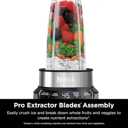 Ninja BN401 Nutri-Blender Pro with Auto-iQ, 1100W Motor (2) 24oz Cups (Renewed) Bundle with Deco Essentials Collapsable Water Bottle and 2 YR CPS Enhanced Protection Pack - Image 4
