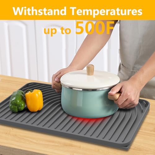Dish Drying Mat for Kitchen Counter, 18"x12" Dish Drying Rack(gray)
