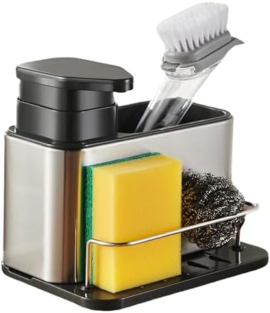 3-in-1 Kitchen Sink Caddy,Dish Soap Dispenser with Sponge Holder