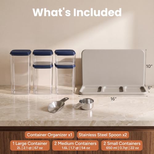 Glass Airtight Food Storage Containers with Pop Lids - Blue
