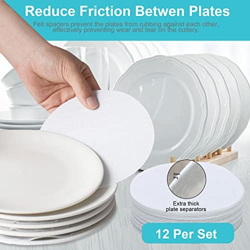 China Storage Containers-Quilted Dish Storage Containers with Lid Hard Shell for Moving Transport, Dinnerware Storage,Stackable Plate Storage,24 Felt Plate Dividers Included,2PACK 12*12*8in