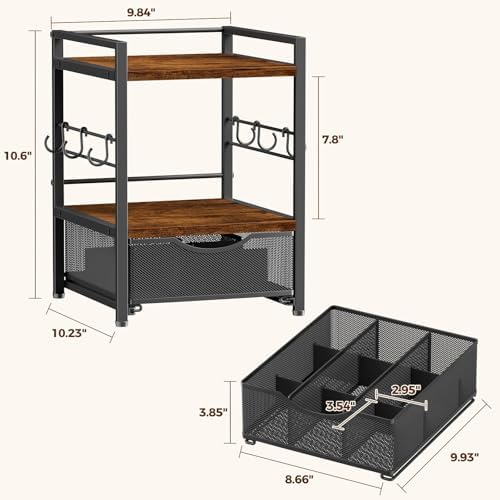 3-Tier Tea Bag Organizer with Drawer for Countertop