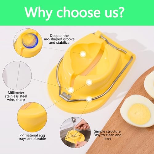 Egg Slicer, Semi-Round Curved Yellow Egg Cutter for Hard Boiled Eggs – Stainless Steel Wire Cutter with Ergonomic Handle for Salad, Cobb Salad, Avocado Toast & Food Garnish, Easy to Clean (1) - Image 7