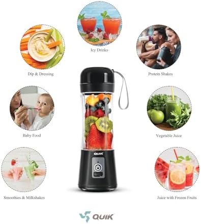 Portable Blender - Cordless 13oz. Personal Blender for Shakes and Smoothies, Licuadora, BPA Free, USB-C Rechargeable, Mini juicer for Travel, Leakproof, Juicer Cup, Ice Crush (Black) - Image 2