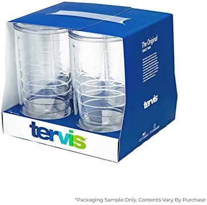 Clear & Colorful Tabletop Made in USA Double Walled Insulated Tumbler Travel Cup Keeps Drinks Cold & Hot, 16oz - 4pk, Clear