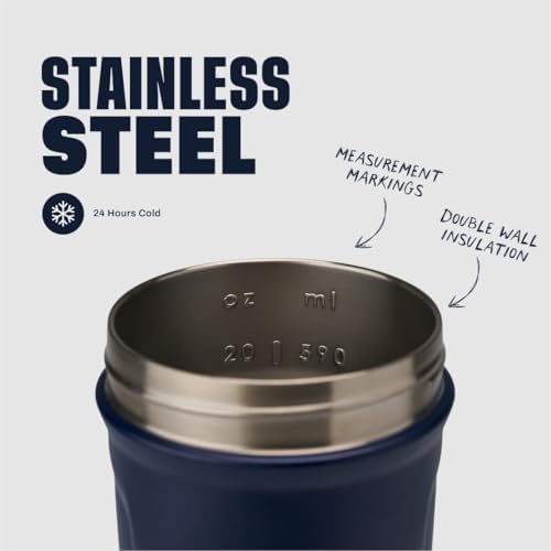 BlenderBottle Sport Flip Stainless Steel Shaker Bottle 24 oz Navy - Image 3