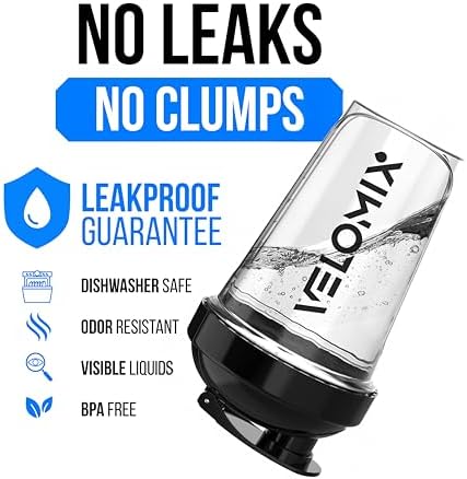 VELOMIX 2 Pack 20oz Protein Shaker Bottle for Protein Mixes, Black/Transpar - Image 3