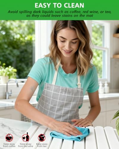 White Stone Drying Mat for Kitchen Counter, 24"×16", Dish Drying Mat