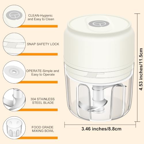 Garlic Chopper, 250ML Garlic Mincer, Electric Mini Food Processor - Image 2