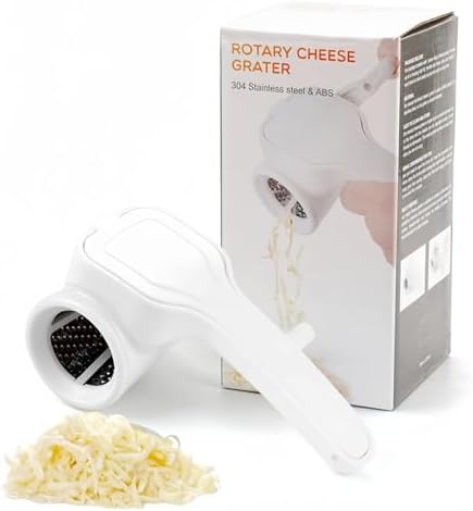 Manual Rotary Cheese Grater, Stainless Steel Drum, Easy Clean