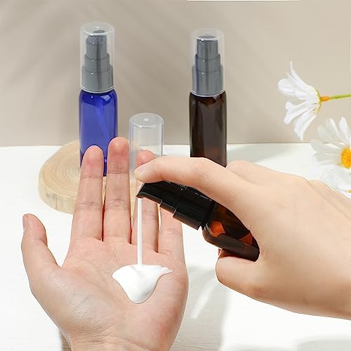 10 Pieces Travel Bottles Pump Bottles Dispenser 2oz/50ml Plastic Lotion Pump Bottle Clear Travel Toiletry Bottle Empty Spray Bottle with Black Cap for Lotion Cream Essential Oil(Brown) - Image 5