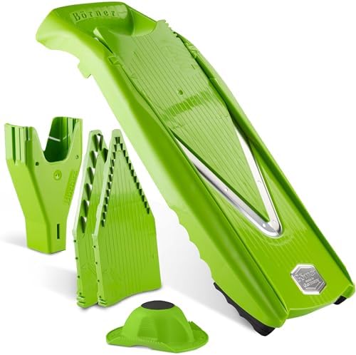 Mandoline Food Slicer Börner V5 (Starter Set) by Reston Lloyd • V-Slicer with Food Holder • Made in Germany • Fruit & Vegetable Chopper • Multiple Settings • Color: Lime by B%C3%B6rner