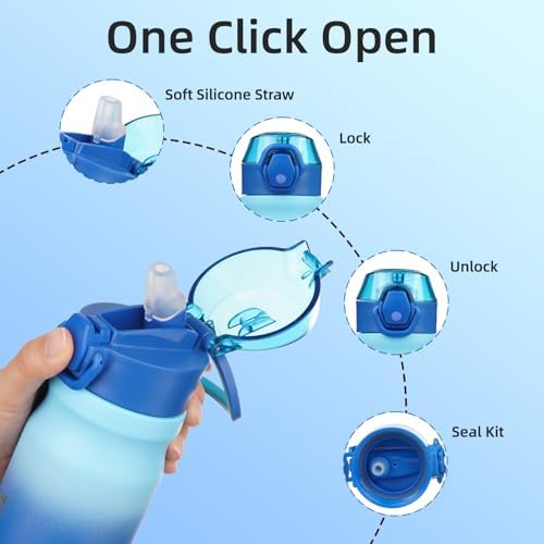 BJPKPK 14 oz Insulated Water Bottle, Straw, Handle, Stainless Steel Flask - Image 3