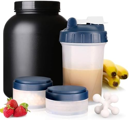 Hydro2Go 16oz Protein Shaker Bottle with Shaker Ball and 2 Storage Jars | BPA-Free Plastic Cup with Clear Measurement Scale | Perfect for Protein Mixes and Pills | Portable Pre-Workout Drink Cup（Navy） - Image 7