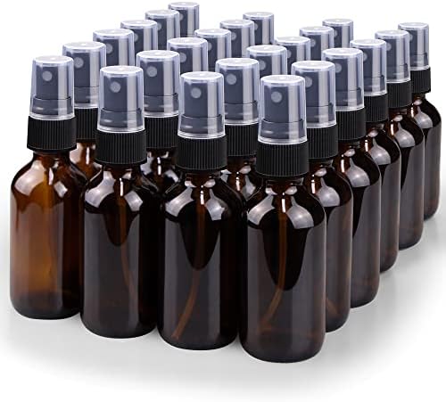 Wedama Spray Bottle, 2 oz Fine Mist Glass Spray Bottle, Little Refillable Liquid Containers for Watering Flowers Cleaning (24 Pack, Amber) by Wedama