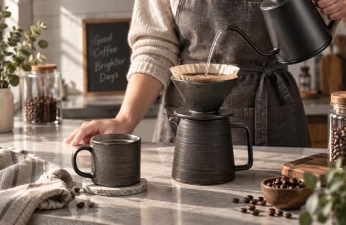 Stoneware Pour Over Coffee Set with Dripper & 16 fl oz Carafe