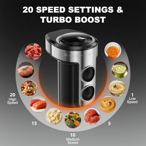 Immersion Blender Handheld 1200W, 20-speeds, 5-in-1 Handheld Mixer - Image 3