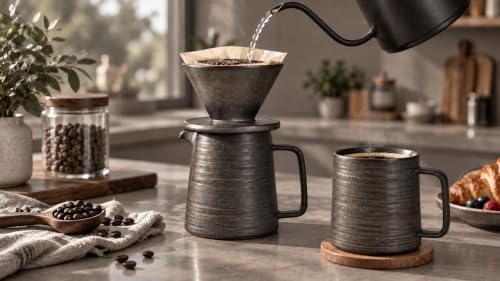 Stoneware Pour Over Coffee Set with Dripper & 16 fl oz Carafe