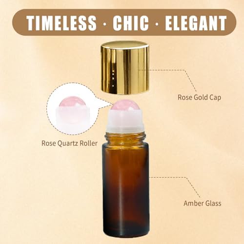 1.7oz Refillable Rose Quartz Roller Bottles for Oils - Image 3