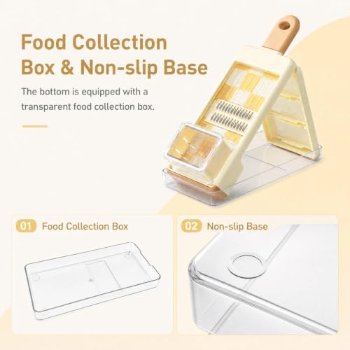 4-in-1 Mandoline Slicer, Handheld Veggie Cutter with Food Box & Guard
