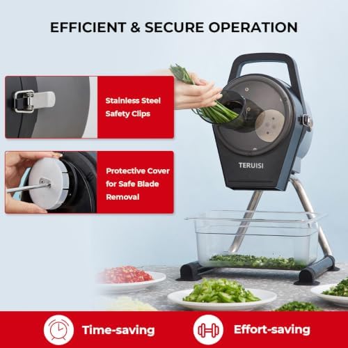 Electric Vegetable Chopper, 200W Commercial Vegetable Slicer, Scallion Cutter Food Processor With 3 Feed Ports, 1-5mm Adjustable Thickness, 6000RPM For Onion Garlic Ginger Chili Potato,110V - Image 6