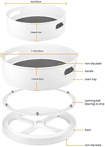 360° Rotating Lazy Susan Organizers, 2 Packs 9" and 12" Turntable Spice Rack Organisers for Kitchen Organization and Storage, Non-Slip Under Sink Organizer for Bathroom Pantry Cupboard