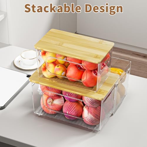 Trash Bag Holder 3-in-1 Under Sink Organizer with Bamboo Lid