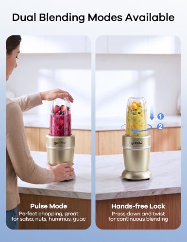 Ganiza Smoothie Blender Max 1300W, Personal Kitchen Blender & Grinder Combo - Image 5