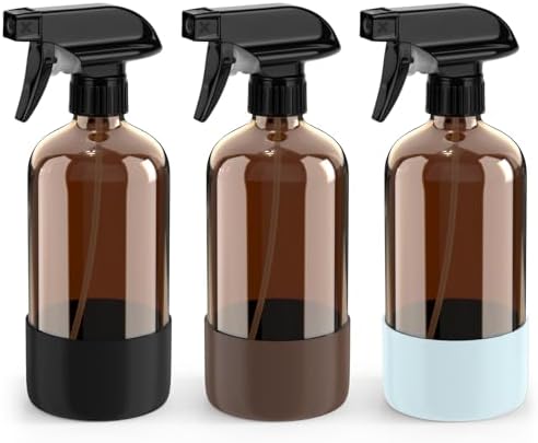 Bontip Amber Glass Spray Bottle, 16 oz, 1 Pack (Black & Brown & Blue) by BONTIP