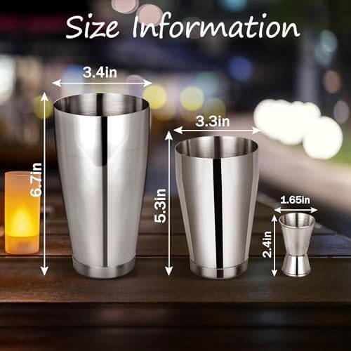 Cocktail Shaker Set Bartender Kit, 12 Pcs Boston Drink Shaker with Strainer Bartending Martini Shaker Tin with 18oz & 28oz Mixed Alcohol Shaker Stainless Steel Bar Tool for Beginner