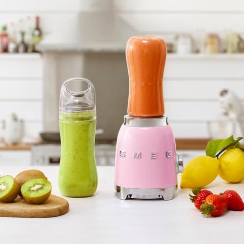 SMEG 50's Retro Style Personal Blender with Backlit Knob and Two 600 ML BPA Free bottles PBF01PKUS Pink - Image 5