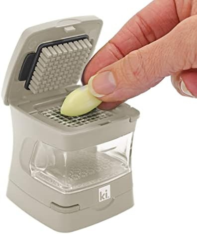 Garlic-A-Peel Garlic Press, Crusher, Cutter, Mincer, and Storage Container - Includes Silicone Garlic Peeler - Easy to Clean - Stainless Steel Blades – (Cream), standard - Image 7
