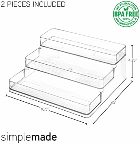 3-Tier Spice Rack Organizer - Versatile Storage Shelf for Kitchen, Bathroom, Bedroom & Office, Set of 2, Clear