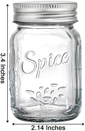 30 Pack 4 Oz Glass Mason Spice Jar with Shaker Lids& Labels, Empty Spice Bottle Mini Mason Jars with Airtight Metal Caps and Collapsible Funnel for Herbs & Spices