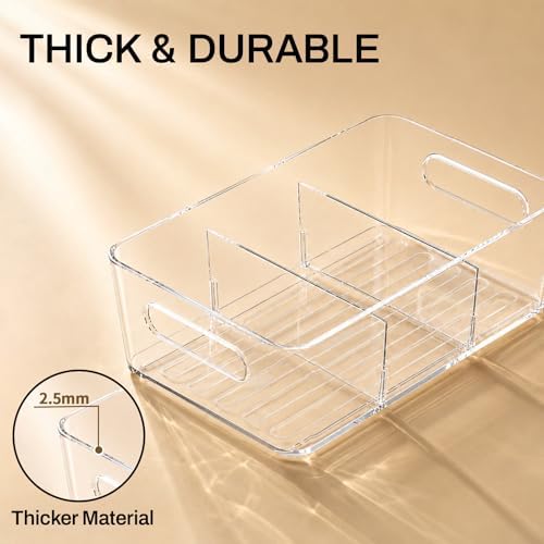 6-Pack Pantry Organizers and Storage, Clear Fridge Organizer Bins
