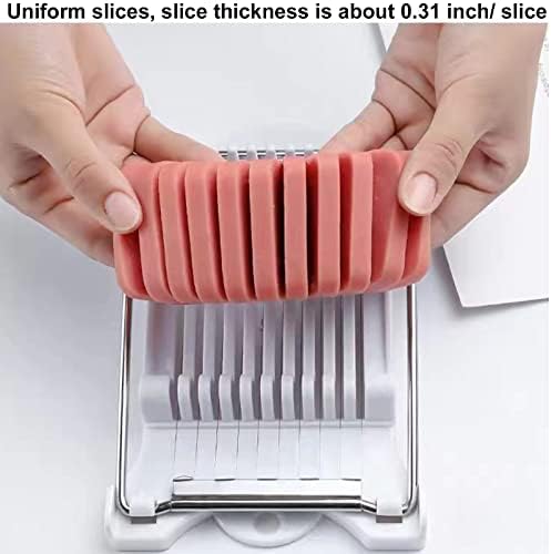 FENGCHEN Spam Slicer, Easy Luncheon Meat Cutter with Stainless Wires, Multi-purpose Soft Food Cutter for Luncheon Meat, Fruit of Kitchen Home Use, Durable and Rust Resistant Food Prep Accessory,White - Image 4