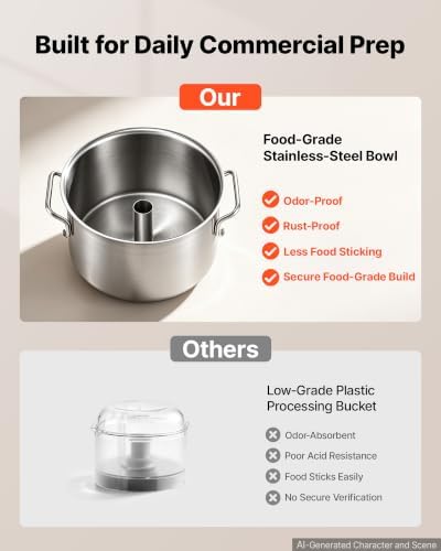 Food Processor 6.3 qt 6 L Commercial Electric Vegetable Chopper 1800W