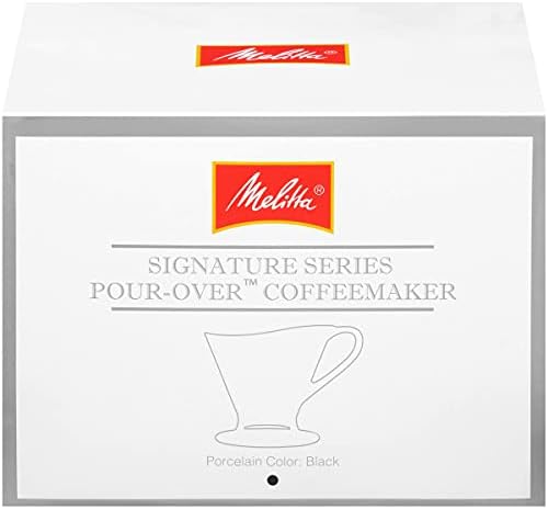 Melitta 1 Cup Porcelain Pour-Over Cone Coffeemaker, Glossy Black