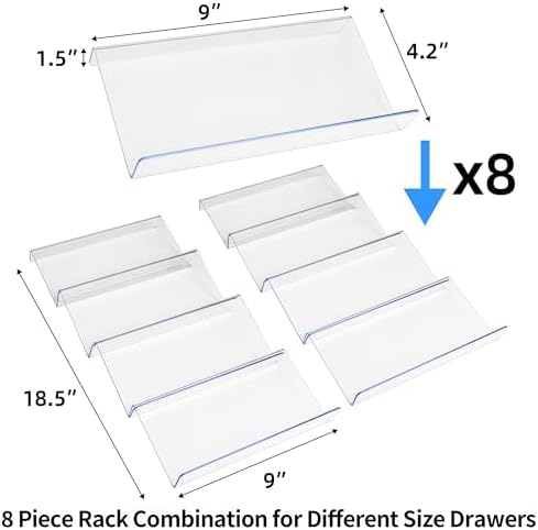 Spice Drawer Organizer, 8 Pcs Clear Seasoning Rack(jar not included)