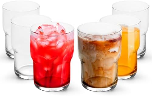 Stackable Iced Coffee Glasses, 15oz Drinking Glasses, Set of 6