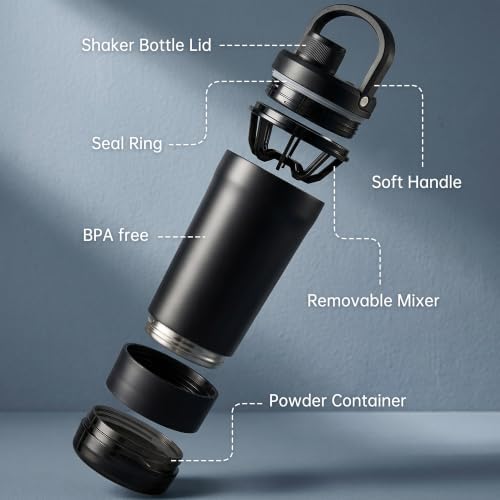 Fijinhom 24 oz Insulated Shaker Bottle with Portable Powder Container. - Image 2