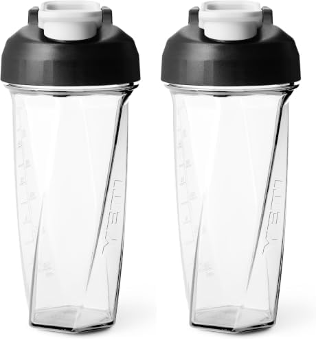 YETI Yonder Helimix Vortex Blender Shaker Bottle Holds up to 27oz | No Blending Ball or Whisk | USA Made | Portable Pre Workout Whey Protein Drink Shaker Cup | Dishwasher Safe, Clear (Pack of 2) by YETI