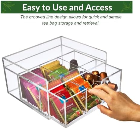 Heavy-Duty Acrylic Tea Station with 6-Compartment Drawer Organizer