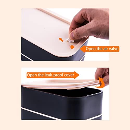 Bento Box Adult Lunch Box with Leakproof 54OZ Black