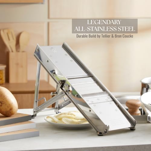 ICO by Bron Coucke Professional Mandoline Slicer by Tellier with Hand Guard – Heavy Duty Stainless Steel Mandoline Slicer – Adjustable Built-in Straight, Julienne, & Crinkle Blades – Crafted in France - Image 2