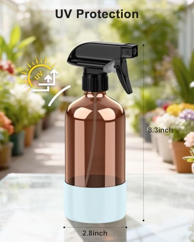 Bontip Amber Glass Spray Bottle, 16 oz, 1 Pack (Black & Brown & Blue) - Image 2