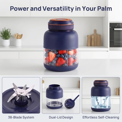Portable Juicer Blender Cup with Dual Lid，White (800 mL) - Image 5