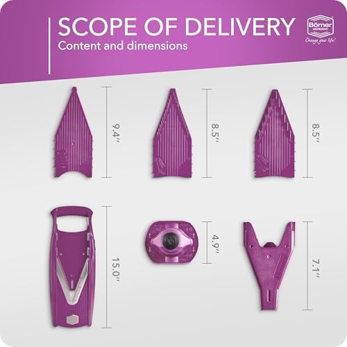 Mandoline Food Slicer Börner V5 (Starter Set) by Reston Lloyd • V-Slicer with Food Holder • Made in Germany • Fruit & Vegetable Chopper • Multiple Settings • Color: Purple - Image 6