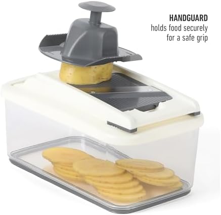 Vegetable Chopper With Container, 3 Blades with1 Chopper and1 Mandoline, 5-in-1 Food Chopper with Stainless Steel Blades & Mandoline Slicer, Multi-Functional Dicer with Storage Container