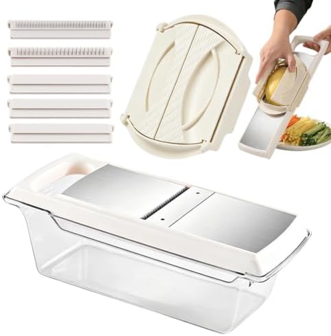 Potato Slicer - Adjustable Stainless Steel Cutter - Safe Design Container by Unknown
